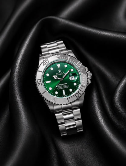 Luxury Emerald Green Stainless Steel Watch
