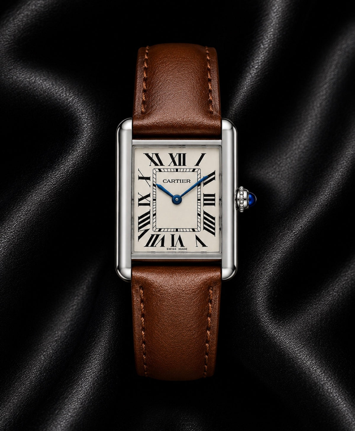 Classic Cartier Gold Leather Men's Watch
