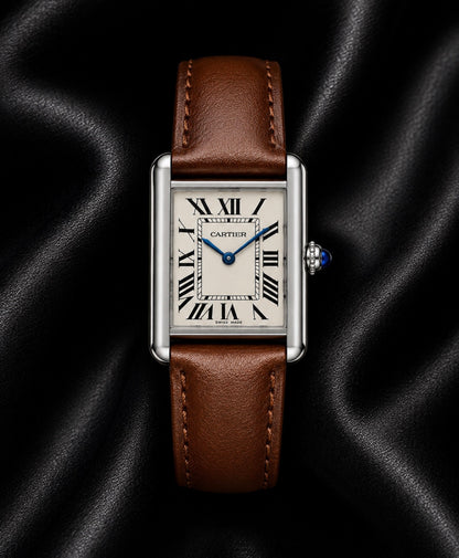 Classic Cartier Gold Leather Men's Watch