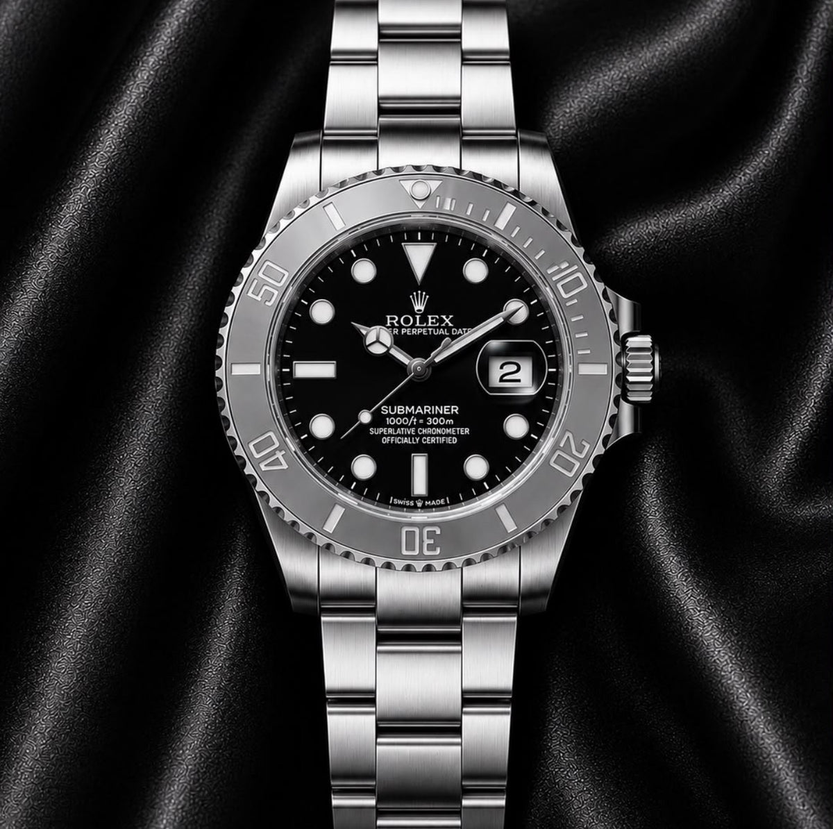 Luxury Black Dial Stainless Steel Watch