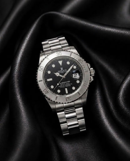 Luxury Black Dial Stainless Steel Watch