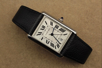 Classic Cartier Black Leather Men's Watch