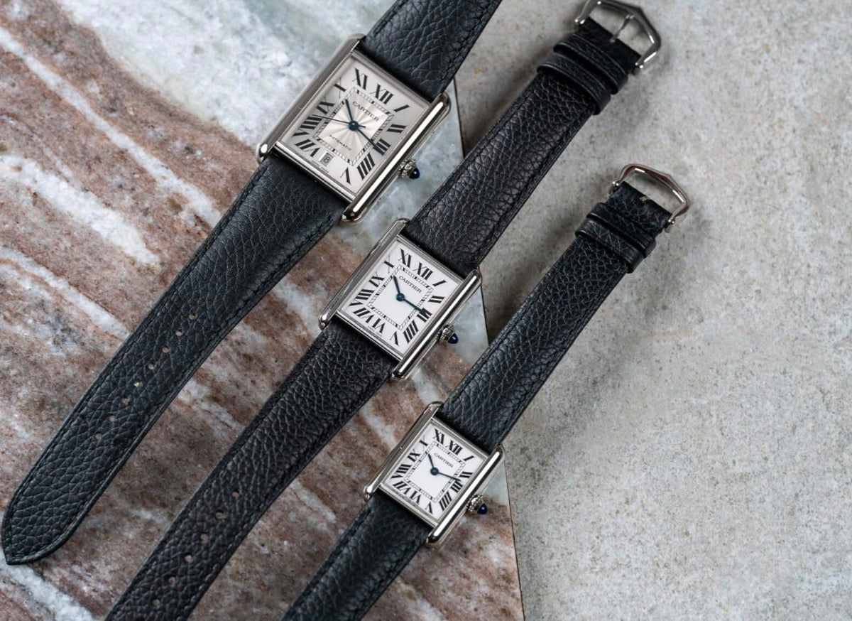 Classic Cartier Black Leather Men's Watch