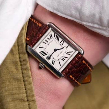 Classic Cartier Gold Leather Men's Watch